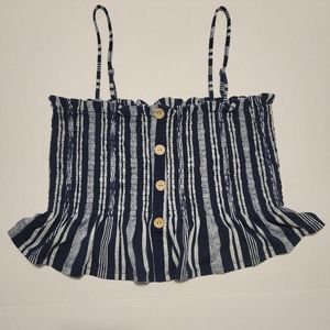 No Boundaries Crop top, Blue And White Stipes, Size Large